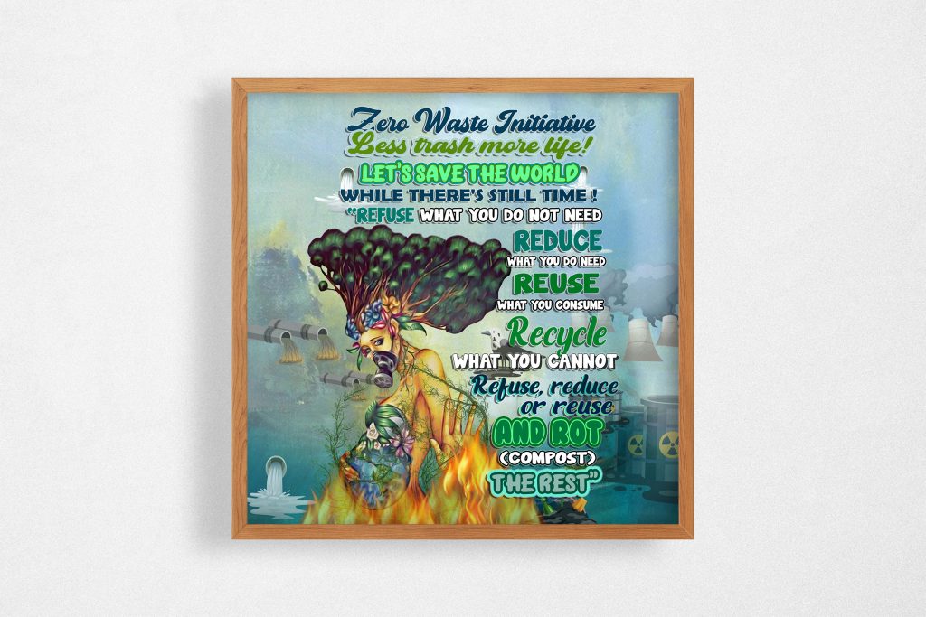 INSPIRATIONAL WALL ART, ZERO WASTE LIFESTYLE POSTER, REFUSE TO REDUCE, SUSTAINABLE LIVING ROOM DECORATION, UNFRAMED VERSION, ZERO WASTE WALL ART GIFT