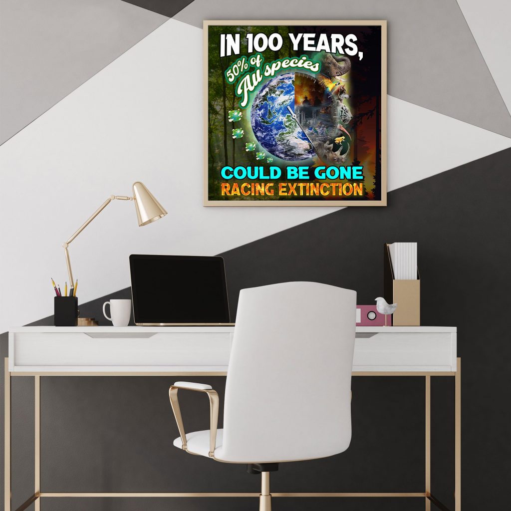 INSPIRATIONAL QUOTE WALL ART, RACING EXTINCTION POSTER, EXISTENTIAL THREAT, ENVIRONMENTAL HOME DECORATION, UNFRAMED VERSION, ZERO WASTE WALL ART GIFT