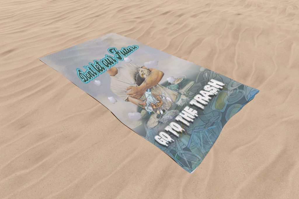 ECO FRIENDLY PERSONALIZED BATH SHEET, FUTURE HUMANITY BEACH TOWEL, LESS GARBAGE, EARTH THREAT HIGH QUALITY TOWEL, 37.5X62 INCH, HUMANITARIAN VACATION GIFT