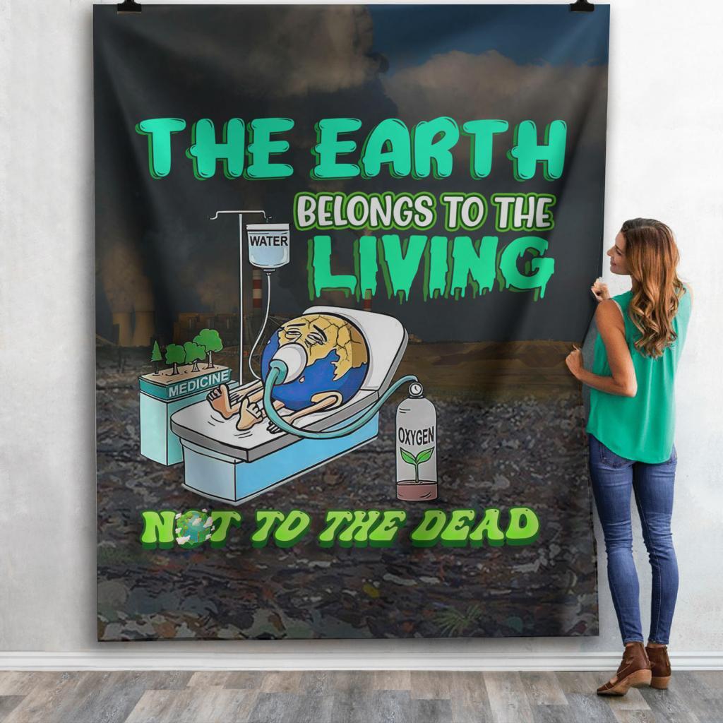 ECO FRIENDLY SOFT BEDSPREAD, EARTH DEATH SHERPA BLANKET, BE KIND HUMANITARIAN GRAPHIC QUILT, SAD TEAR OF EARTH TYPOGRAPHY WARM BLANKET GIFT