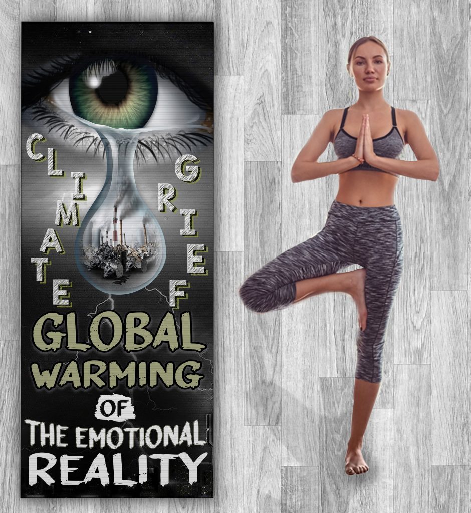 ENVIRONMENTAL NON-SLIP INSTRUCTOR, CLIMATE GRIEF YOGA MAT, GLOBAL WARMING DECOR FOR GYM, 24X68 INCHES, SAVE PLANET AWARENESS MEDITATION WORK OUT GIFT