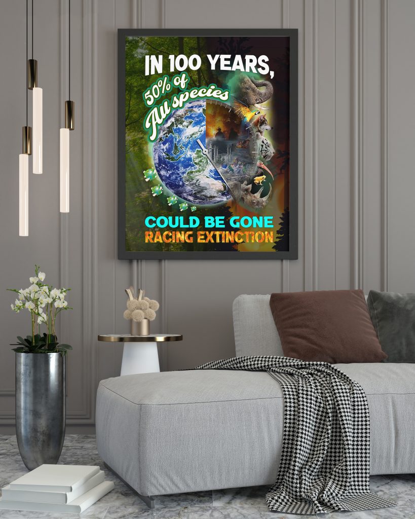 INSPIRATIONAL QUOTE WALL ART, RACING EXTINCTION POSTER, EXISTENTIAL THREAT, ENVIRONMENTAL HOME DECORATION, UNFRAMED VERSION, ZERO WASTE WALL ART GIFT