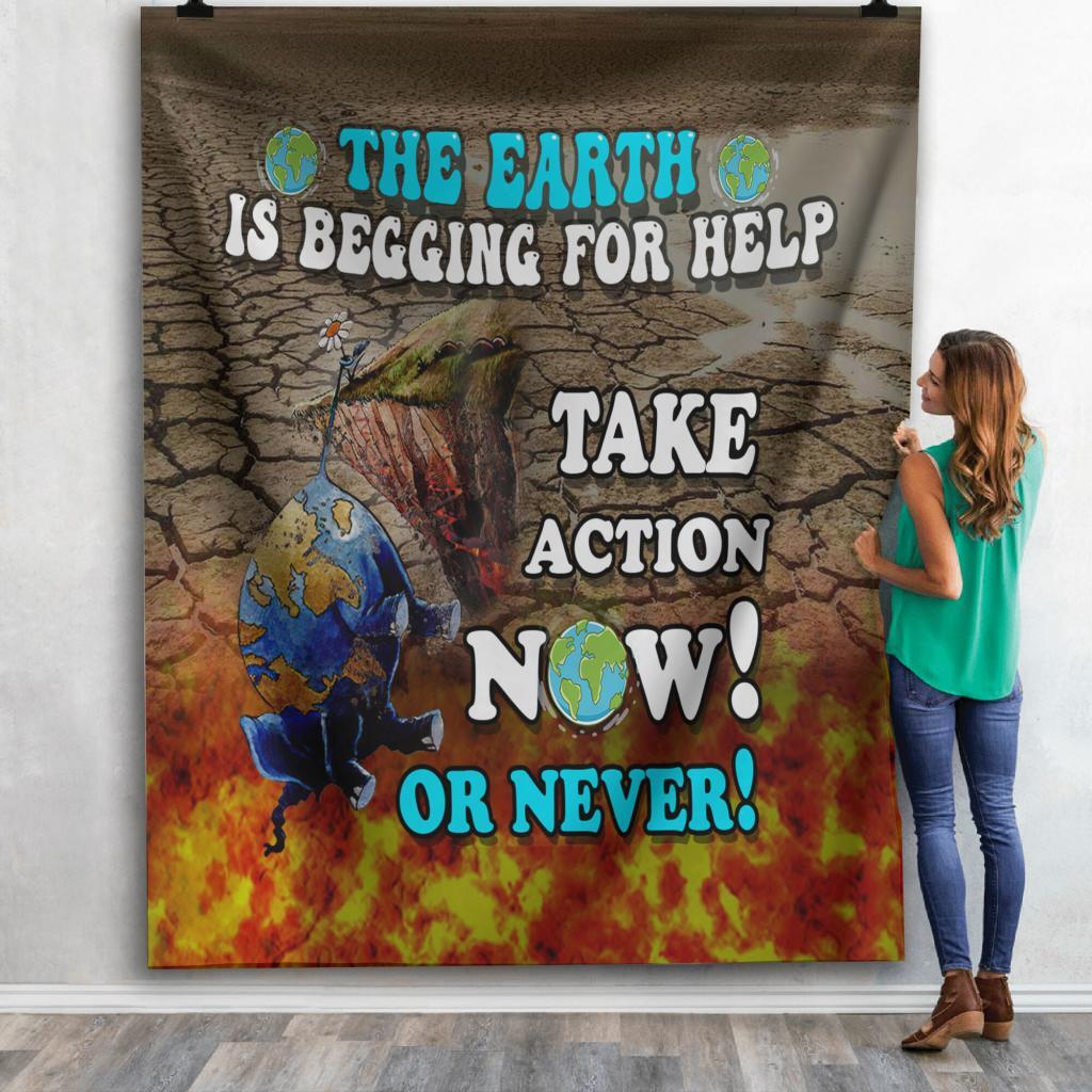 INSPIRATIONAL QUOTES SOFT COVERLET, HELP THE EARTH SHERPA BLANKET, EARTH THREAT, AWARENESS HANDMADE OFFICE QUILT, ZERO WASTE INITIATIVE BLANKET GIFT
