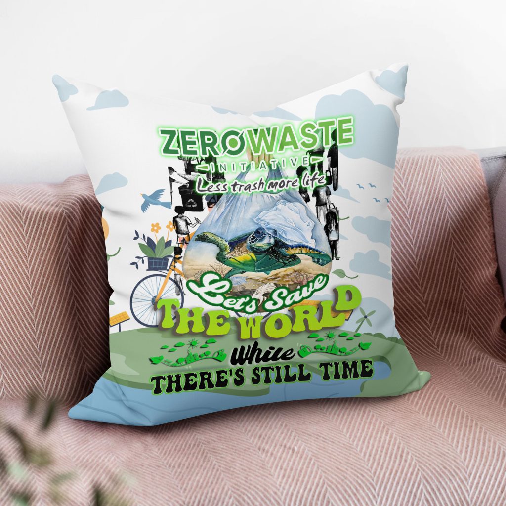INSPIRATIONAL QUOTE COUCH PILLOW, LESS TRASH MORE LIFE, REFUSE TO REDUCE EDUCATIONAL CANVAS THROW PILLOW, TWO-SIDED PRINT, ZERO WASTE DECOR GIFT