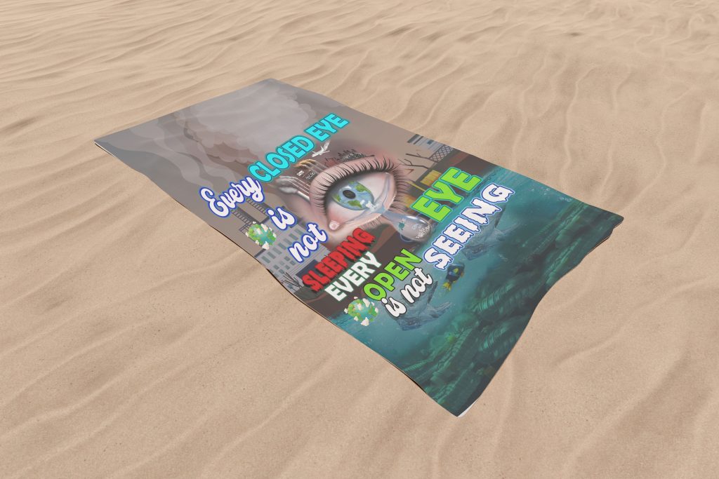 INSPIRATIONAL QUOTE POOL TOWEL, FACE THE FACT BEACH TOWEL, EARTH THREAT, NATURE PROVERB BATH SHEET, 37.5X62 INCH, ZERO WASTE INITIATIVE VACATION GIFT