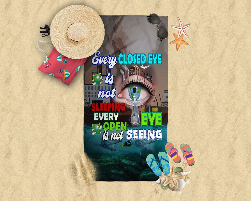 INSPIRATIONAL QUOTE POOL TOWEL, FACE THE FACT BEACH TOWEL, EARTH THREAT, NATURE PROVERB BATH SHEET, 37.5X62 INCH, ZERO WASTE INITIATIVE VACATION GIFT