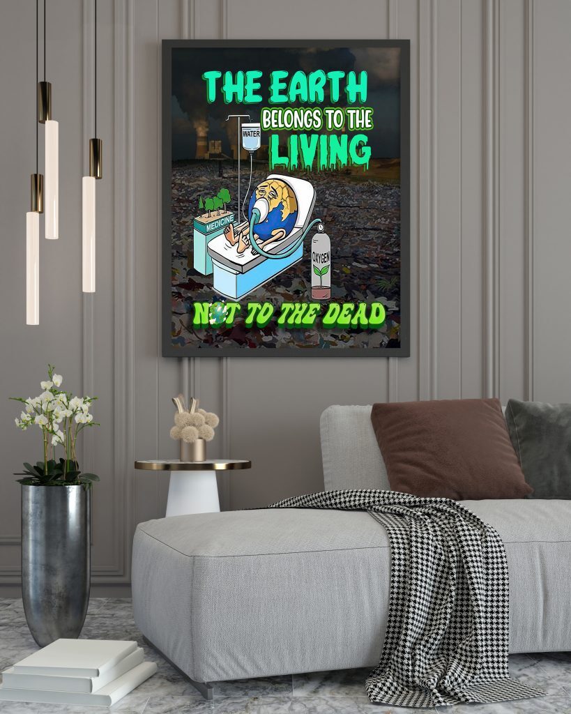 ECO FRIENDLY TYPOGRAPHY WALL ART, EARTH DEATH POSTER, SAVE THE PLANET, INSPIRED ROOM DECORATION, UNFRAMED VERSION, ZERO WASTE WALL ART GIFT