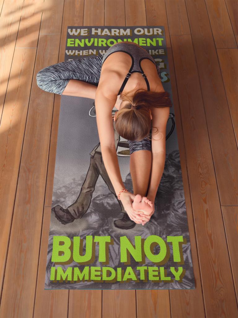 ECO FRIENDLY NON-SLIP EQUIPMENT, HARM ENVIRONMENT YOGA MAT, GLOBAL AWARENESS PILATES ACCESSORIES, 24X68 INCHES, ENVIRONMENTAL THREAT FITNESS GIFT