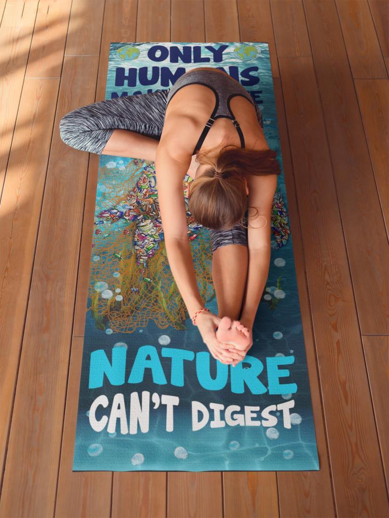 ENVIRONMENTAL FITNESS EQUIPMENT, PLASTIC WASTE YOGA MAT, NATURE THREAT DECOR FOR GYM, AWARENESS FLOOR EXERCISE, 24X68 INCHES, ZERO WASTE WORKOUT GIFT