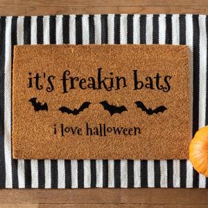 It's Freakin' Bats - Its Freakin Bats I Love Halloween Natural Fiber Coir Doormat